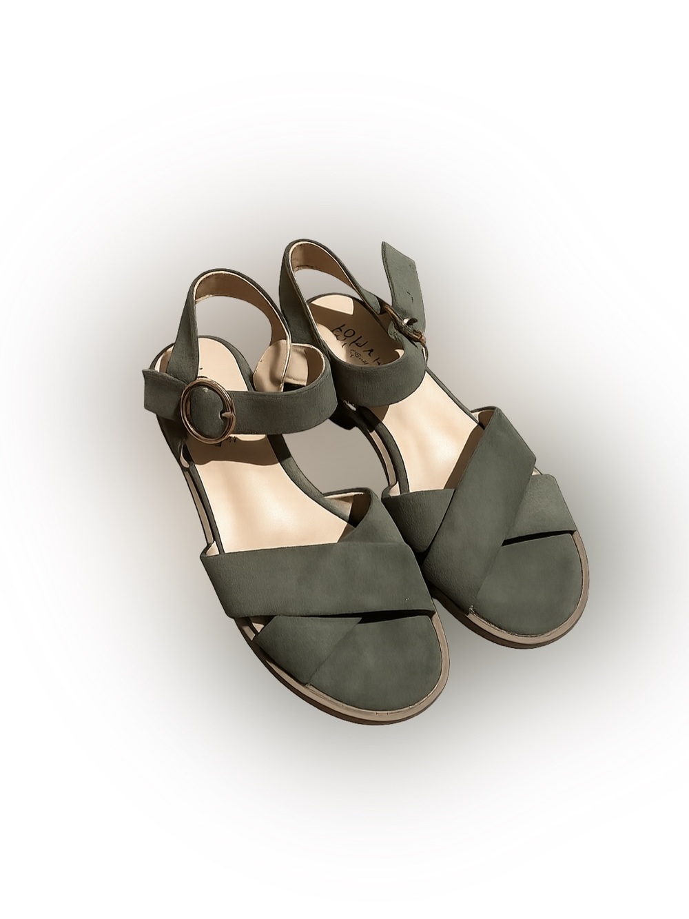 Journee Collection Olive Green Suede Sandals size 8.5